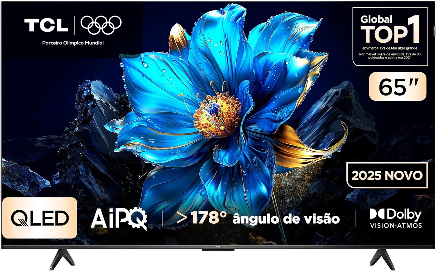 Smart TV 43 polegadas em Oferta: Smart TV TCL 65 Polegadas QLED 4K P7K WiFi Bluetooth Google TV HDR10+ Dolby Atmos Dolby Vision 65P7K