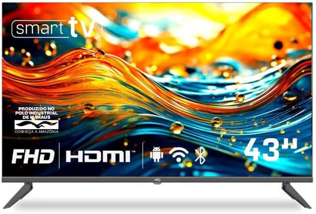 Smart TV HQ 43" Full HD com Android 12 e design sem bordas