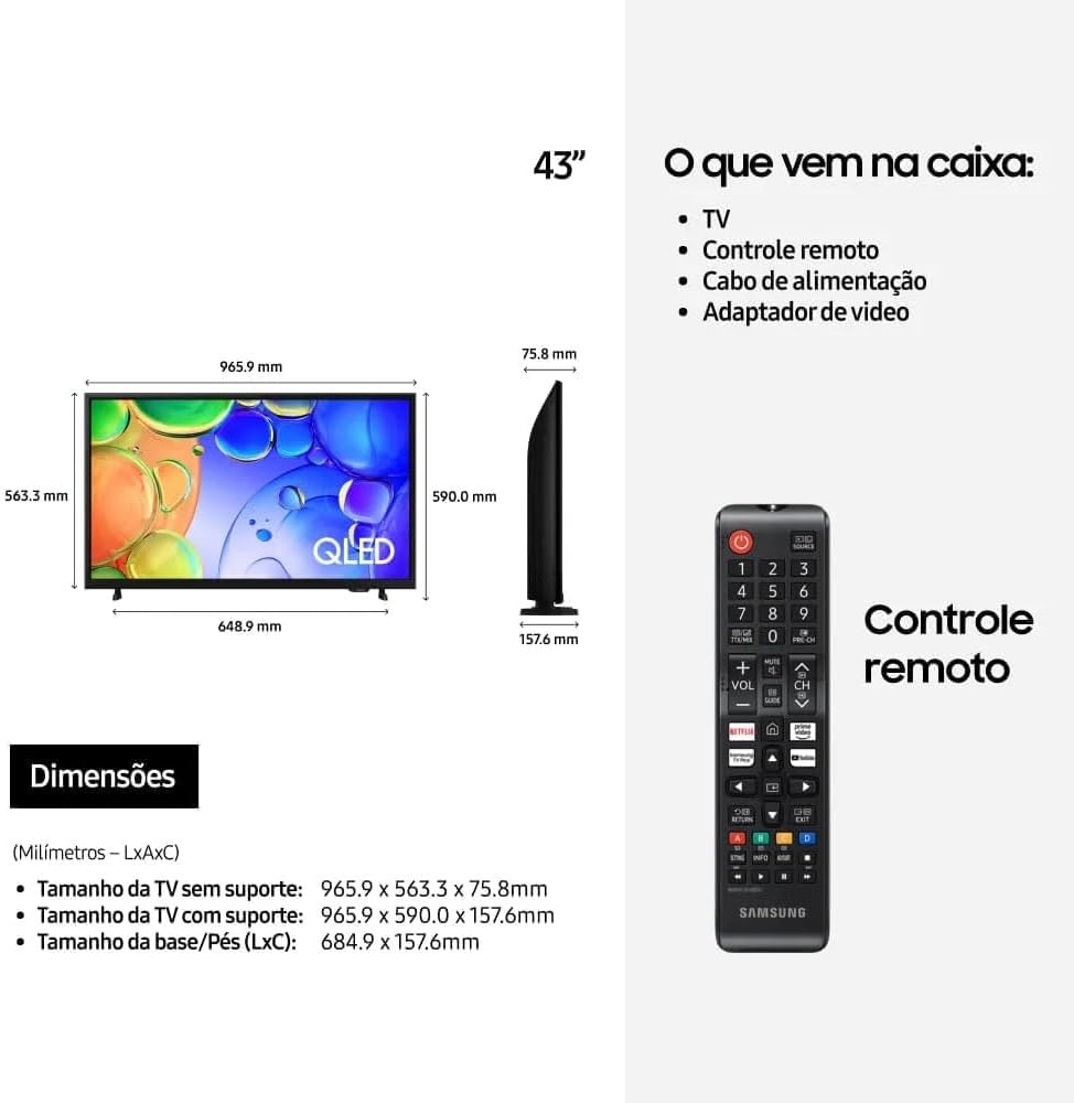 Samsung Combo Smart TV 43" QLED Full HD Q5F + Soundbar HW B400F - Imagem 5