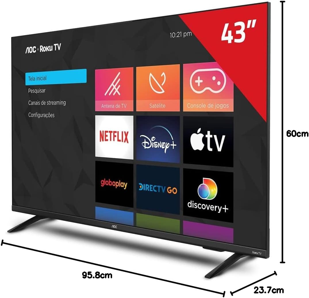 AOC 43S5135/78G - Smart TV LED 43" Full HD, Design sem bordas, Wifi, Conversor Digital, USB, HDMI - Imagem 9
