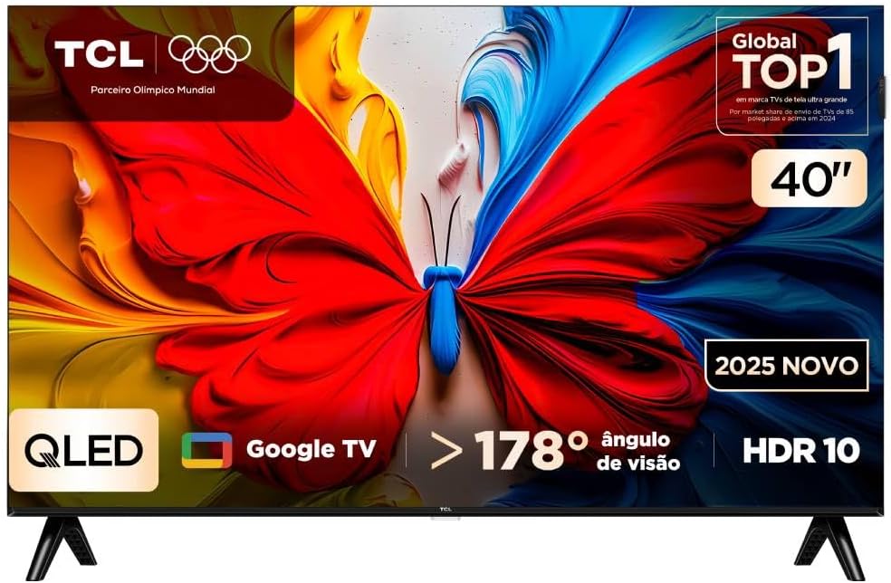 Smart TV 40 Polegadas TCL QLED HD com Google TV e Bluetooth