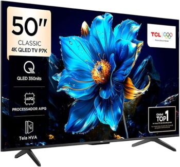 Smart TV 43 polegadas em Oferta: Smart TV 50″ TCL 4K UHD QLED 50P7K Google TV AiPQ Google Assistente 3 HDMI