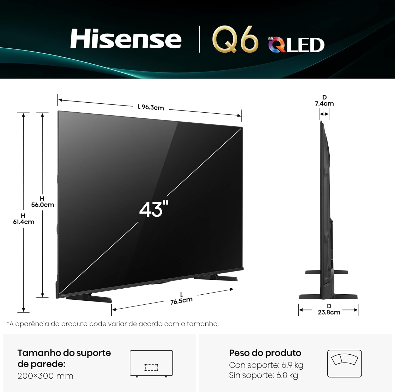 Hisense Smart TV UHD 4K QLED 43" 43Q6Q - Imagem 5