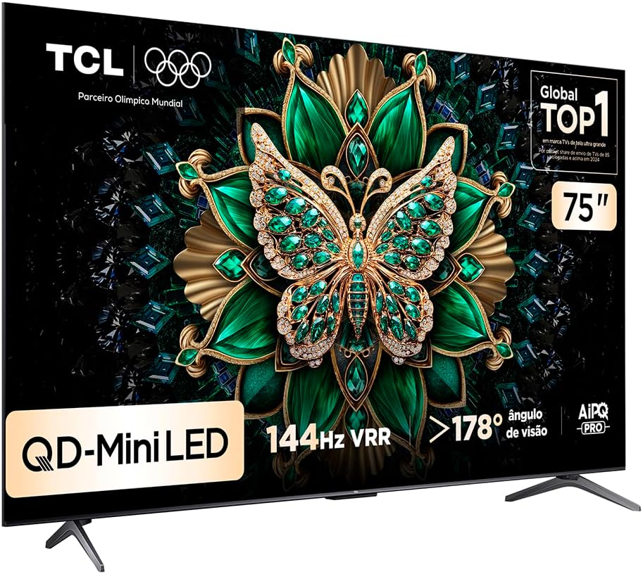 Smart TV 43 polegadas em Oferta: Smart TV TCL 75 Polegadas QLED Mini LED 4K C6K WiFi Bluetooth Google TV 4 HDMI 144Hz HDR10+ 75C6K - Imagem 2