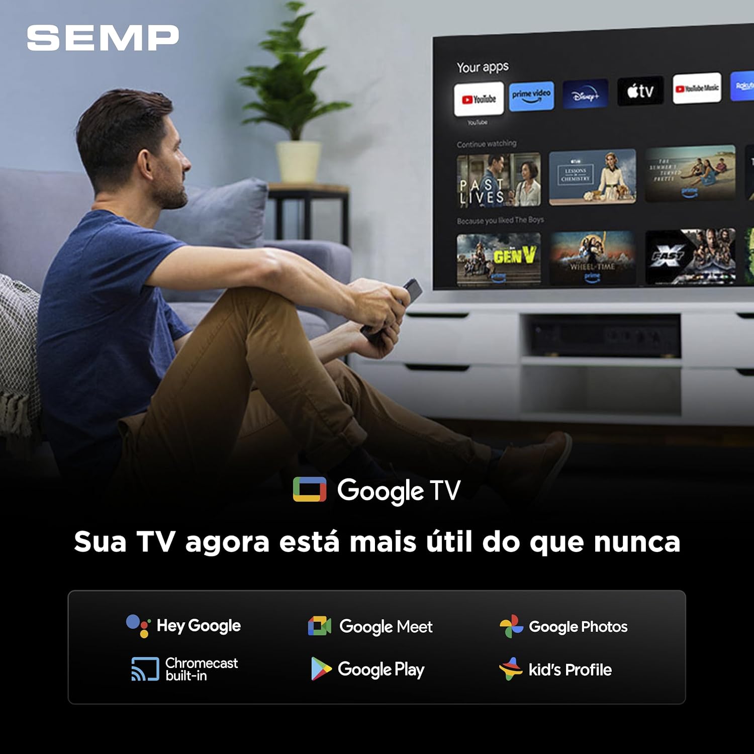 SEMP Smart TV 43" 43S42 FHD Google TV - Imagem 7