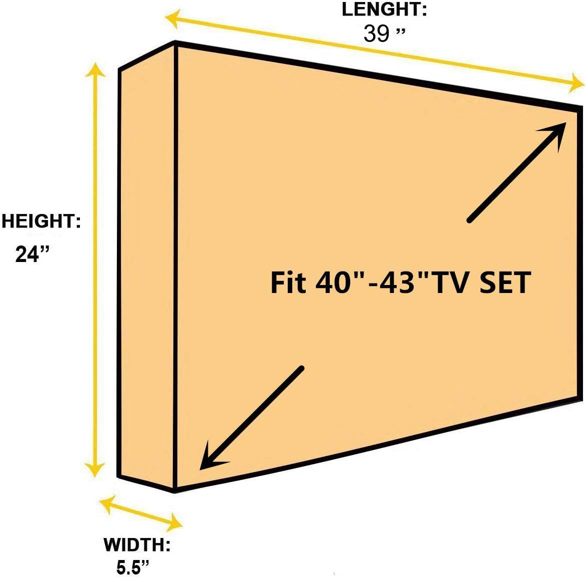 Capa para TV externa de 40 a 43 polegadas, forro resistente a arranhões protege a tela de LED mais compatível com suportes e suportes padrão (preto) - Imagem 6