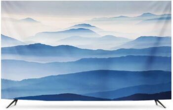 Capa de TV interna com estampa de cenário moderno – protetor de poeira com padrão de paisagem, capa universal de televisão para decoração de sala de estar Capa de TV interna com estampa de cenário moderno – protetor de poeira com padrão de paisagem, capa universal de televisão para decoração de sala de estar