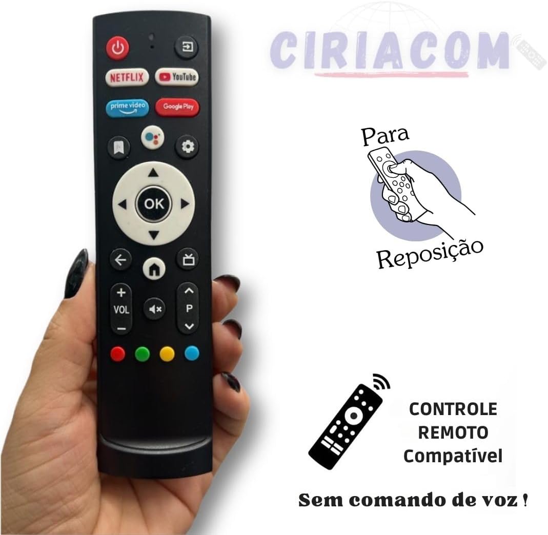 Controle Remoto Compatível Tv AIWA Smart - Android e Google TV Similar ao ORIGINAL- Para Reposição - SEM comando de voz - Genérico - Controle via Infravermelho. - Imagem 2