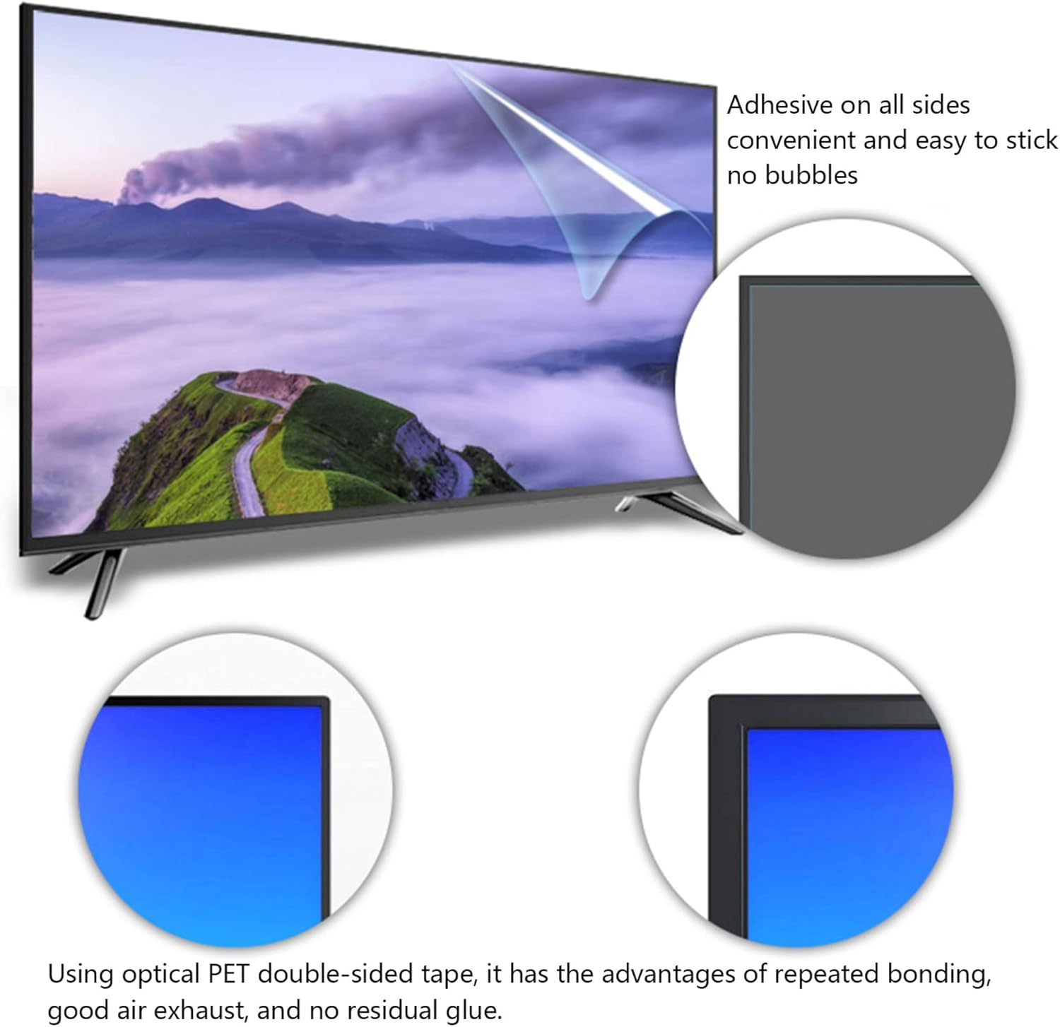 XRRX Película protetora de tela de TV de 43 a 65 polegadas, película de filtro antibrilho fosco antibrilho para ambientes externos/internos, antiluz azul, alivia o cansaço visual e dorme melhor, para LCD, LED, 4K OLED / 55 polegadas 1211 x 682 mm - Imagem 4